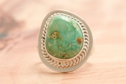 Navajo Jewelry Genuine Battle Mountain Turquoise Sterling Silver Ring